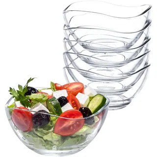 spar-home Dessertgläser Set - 6er Müslischalen Glas 310 ml Glasschüssel Snackschale Müslischale Salatschüssel Dessertschalen Servierschalen Eisschalen Glasschale Gläser für Dessert (6er)