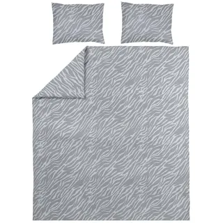 Meyco Zebra Grey Baumwolle Grau 200 x 220 cm + 80 x 80 cm