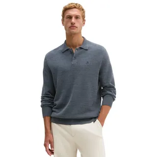 Marc O'Polo Langarm-Poloshirt aus reiner Bio-Baumwolle blau M (48)