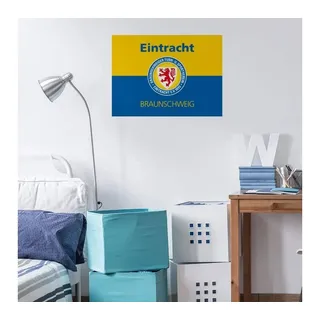 K&L Wall Art Wandtattoo Fußball Wandtattoo Eintracht Braunschweig Banner Löwenstadt Gelb Blau, Wandbild selbstklebend, entfernbar bunt 90 cm x 66 cm