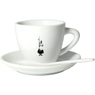 Bialetti Y0TZ099 Tazzina Cappuccino Istituzionale (con Piattino),Porcellana, 1 Stück (1er Pack), Weiß