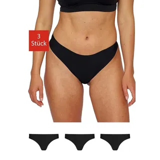 SNOCKS Tanga Slip aus Mikrofaser Damen Thong (3-St) ohne unnötige Nähte, unsichtbar unter deiner Kleidung schwarz M