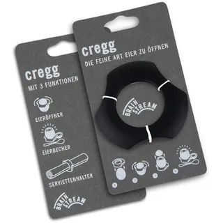 cregg - Schwarz - Eierköpfer 3-in-1 - Eieröffner, Eierbecher & Servierring in einem - Made in Germany - Eierschalenöffner, Ei Öffner, Egg Shell Opener - Küchen Gadget & Geschenkidee