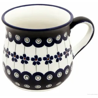 Bunzlauer Keramik Becher Bunzlauer Keramik 250ml Becher bauchig mit ausgestelltem Rand Dek 166a, Keramik blau