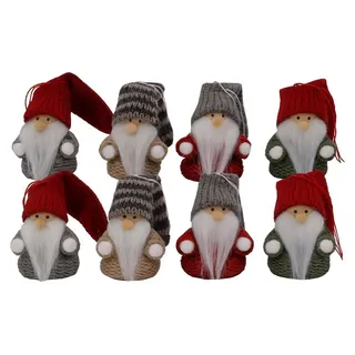 8er Set Weihnachtswichtel 6,5 cm – Skandinavische Tomte Figuren mit Strickmütze & Bart – Mini Wichtel zum Aufstellen & Aufhängen – Weihnach...