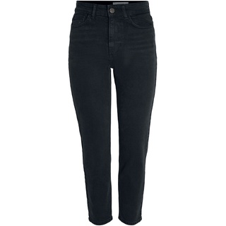 Noisy May Jeans - NMMONI HW STRAIGHT ANK BLACK JEANS NOOS - W25L30 bis W26L30old - für Damen - Größe W25L30 - schwarz - W25L30