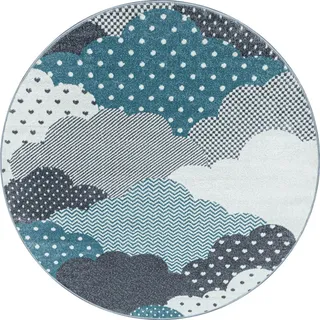 KADIMA DESIGN Cogne Kinderteppich Ø 120 cm Blau