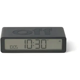Lexon Flip Classic Digitaler Wecker mit umkehrbaren EIN/Aus-Seiten, wiederaufladbare Nachttischuhr mit LCD-Display, Berührungssensor für Schlummer- und Lichtfunktion – Dunkelgrau