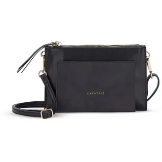 Expatrié Clutch Isabelle Elegante Umhängetasche Damen Handtasche, Hochwertiges Kunstleder, Wasserabweisend schwarz
