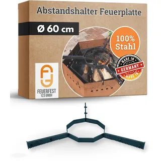 Feuerfest 123 Feuerplatte-Abstandshalter I Ø 60cm I Halterung für runde & 6-eckige Grillplatte I Robustes Grill-Zubehör aus Stahl I Grillaufsatz für Feuerschale, Feuertonne & Kugelgrill