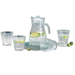 1,2 Liter Krug Karaffe 4 Gläser je 220ml Glas Trinkgläser Limonade Wasser 5 tlg Set