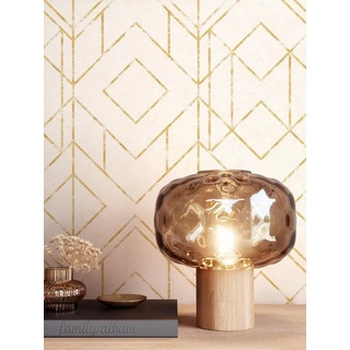 Newroom Vliestapete, Beige Tapete Grafisch Linien - Mustertapete Grafiktapete Gold Geometrisch Modern Grafik Muster für Wohnzimmer Schlafzimmer Küche beige