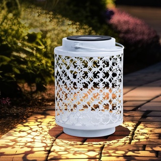 Solarlampen für Außen Gartendeko Laterne orientalische Lampe Solar Laternen für draußen Metall weiß, orientalisch, LED, DxH 13x18 cm