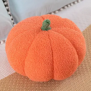 KIKVTER Kürbis Kissen, 3D Plüsch Kürbis Deko, Erntedankfest Überwurfkissen, Halloween Dekokissen für Kinderzimmer Sofa