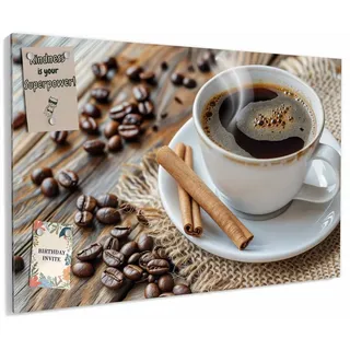 Primedeco Memoboard Metall Kaffee Zimt – beschreibbar & magnetisch, (Inklusive Stift, Magnete und Montagematerial, 1-tlg., 9 verschiedene Größen), Magnetisch und Beschreibbar braun 90 cm x 60 cm