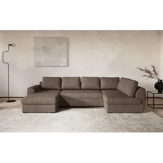 Cotta Wohnlandschaft Polyester U-Form 3-Sitzer Braun