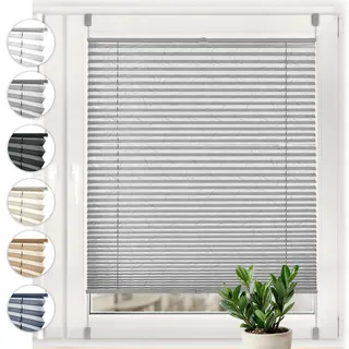Sonello Plissee Crush Klemmfix ohne Bohren 85cm x 140cm Grau Plisseerollo | Klemmrollo, Sonnenschutz für Tür & Fenster, Blickdicht, Sichtschutz, Faltrollo, Lichtschutz, Fertigplissee Rollo, Plissees