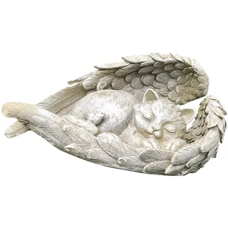 Gedenkstein Hund Katzen Engel Figur Grabschmuck Grabfiguren Wetterfest Engel Garten Mit Engelsflügeln Harzstatue Wetterfest Gartenfigur, Katzen Und Hunde Denkmal Grabstein, Engel Hund Katze Ornamente