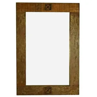 Massivholz Spiegel Holzrahmen indisches Altholz Vintage Wandspiegel 120x80