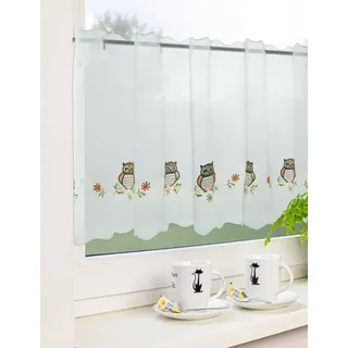 Clever-Kauf-24 Scheibengardine Durchzuglöcher 48 x 140 cm Braun/Weiß 1 St