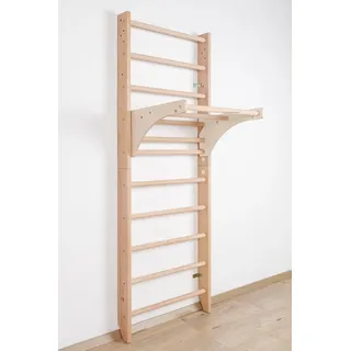 Sprossenwand mit Klimmzugstange für Erwachsene Kombi-1-220 Multifunktionales Fitnessgerät, Holz-Kletterwand, Indoor Kletterleiter für Erwachsene & Kinder, 100% ECO, Hochwertiges Holz - Buche