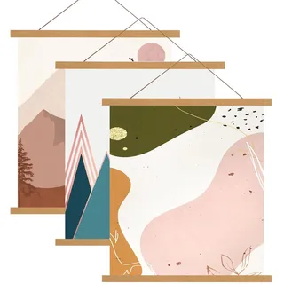 MUXHEL 3er-Set A2 Posterleiste, 41cm Lang Posterleisten, Posterschiene, Magnet Magnetische Posterschiene, Holz Poster Aufhänger Halter, Rahmen Leisten Bild Bilder, Bilderleiste, Bilderrahmen