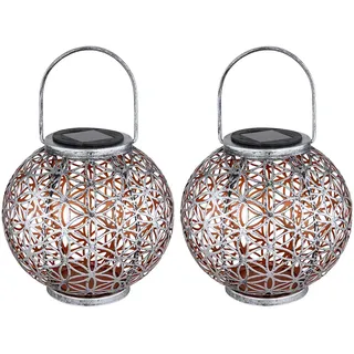 ETC Shop Laterne Metall 20x29 cm 2er Set silber