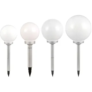 ETC Shop Steckleuchte Solar Kunststoff D 15/20/25/30 cm 4er Set weiß