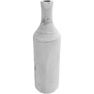 Design Holz Blumen Vase groß - white washed / 46 cm - Holzvase XXL Flasche naturbelassen - Tischdeko Fensterdeko für Kunstpflanzen und Pampasgras