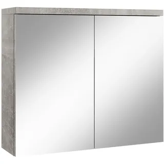 Badplaats Spiegelschrank Toledo 80 x 60 cm Beton Grau - Badezimmerschrank mit Spiegel und 2 Türen