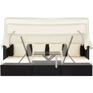 vidaXL Polyrattan Sonnenbett wasserabweisend schwarz