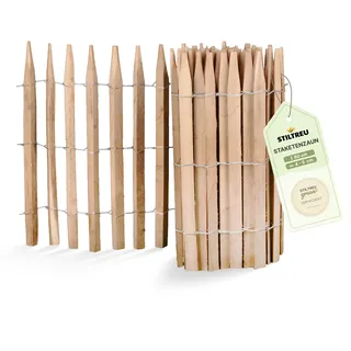STILTREU Premium Staketenzaun aus Robinie (gesägt) - Länge 5 Meter, Höhe 80 cm, Lattenabstand 4-5 cm