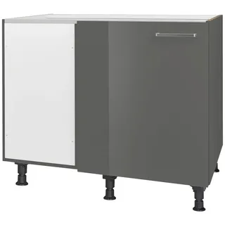 Nobilia Eckunterschrank Flash, Schiefer, Holzwerkstoff, 1 Fächer, nicht einzeln stellbar, Eckteil, 125x87x65 cm, Blauer Engel, Pefc, Goldenes M, Made in Germany, DGM-Klimapakt, individuell planbar, Küchen, Küchenmöbel, Küchenschränke, Eckschränke Küche