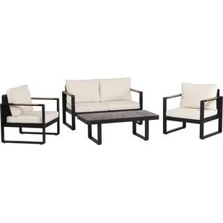 Happy Home Gartenmöbel Lounge-Set mit Sofa & Coffee Table schwarz/beige