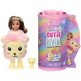 BARBIE Cutie Reveal Chelsea-Puppe - 6 Überraschungen, Plüschbabylöwe, Moden, Farbwechselspaß, für Kinder ab 3 Jahren, HKR21