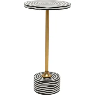 Kare Design Beistelltisch Domero Swirl, schwarz/weiß, Durchmesser 25 cm, rund, Couchtisch, Wohnzimmer, Nachttisch, Stahlgestell