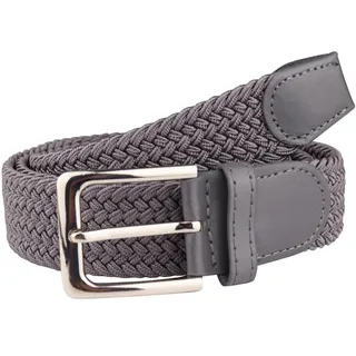 MIRROSI Flechtgürtel Elastischer Stoffgürtel Flechtgürtel für Damen und Herren (3,5CM Breit, Atemungsaktiv, Super Weich) Geflochtener Stretchgürtel Dehnbarer Gürtel UNISEX grau 120cm (entspricht Bundweite 105 cm)