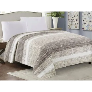 Tagesdecke Zweiseitige Bettüberwurf Allzweckdecke Steppdecke TAVIRA Sofa Bett Decken XXL Beige Ecru 220x240cm - Braun/Beige