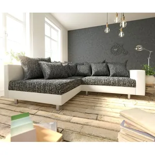DELIFE Ecksofa Clovis Weiss Schwarz Armlehne Ottomane Links Modulsofa, Design Ecksofas, Couch Loft, Modulsofa, modular