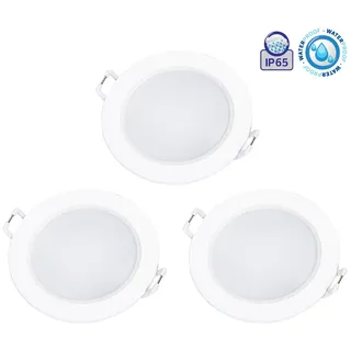 Aigostar LED Einbauspot 3er Set Kunststoff 68 mm dimmbar IP65 520 Lumen weiß