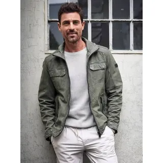 engbers Herren Lederjacke mit Stehkragen Grün regular uni Stehkragen - 64