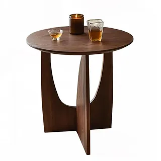 XINGJIAJI Runder Couchtisch, Retro-Sofa-Beistelltisch aus Massivholz, rustikaler Nachttisch aus Naturholz, Ecktisch/Akzenttisch for Wohnzimmersofa(A)