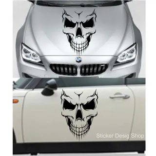 Skull Totenkopf Auto Aufkleber Sticker Wandtattoo Wandaufkleber Wohnzimmer Flur (70 x 49 cm)