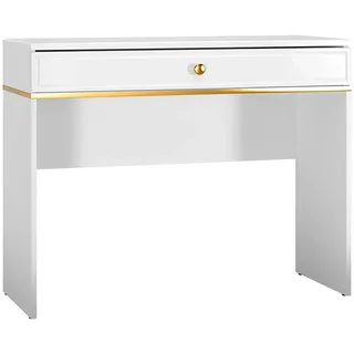 Schminktisch Frisiertisch 100x40x100cm weiß goldfarben Front Hochglanz 126291309