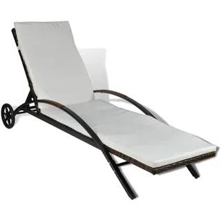 vidaXL Sonnenliege 200 x 65 x 39 cm braun/cremeweiß inkl. Rollen