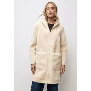 Wollmantel STREET ONE, Damen, Gr. 46, beige (pastel sand), Plüsch, Obermaterial: 100% Polyester. Futter: 100% Polyester, unifarben, comfort fit normal, ohne Ausschnitt, normaler Saum, Mäntel