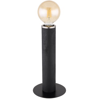 Tischleuchte Tischlampe Holz Leselampe Holzstamm Schlafzimmerlampe 1 flammig schwarz, Metall, 1x E27 Fassung, DxH 15x30,5 cm