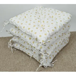 Rattani Sitzkissen Set 4x Stuhlkissen/Sitzkissen Klara 42 x 42 x 8 cm Stoff Mirha Leinen