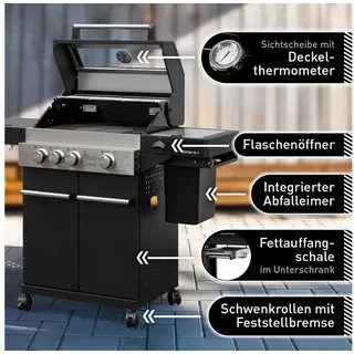 FEUERGOTT Gas-Grillstation Hektor 3B-S inkl. Abdeckhaube