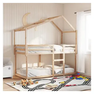 vidaXL Kinderbett Dach 203 x 80,5 x 142 cm Kiefer massiv beige
